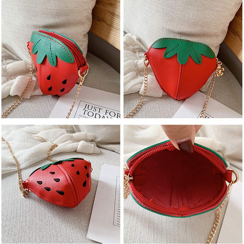 JienClound Little Girl Strawberry Purse Mini Crossbody Handbag Fashion PU Leather Clutch Shoulder Bag for Girl's holiday gift - Image 3